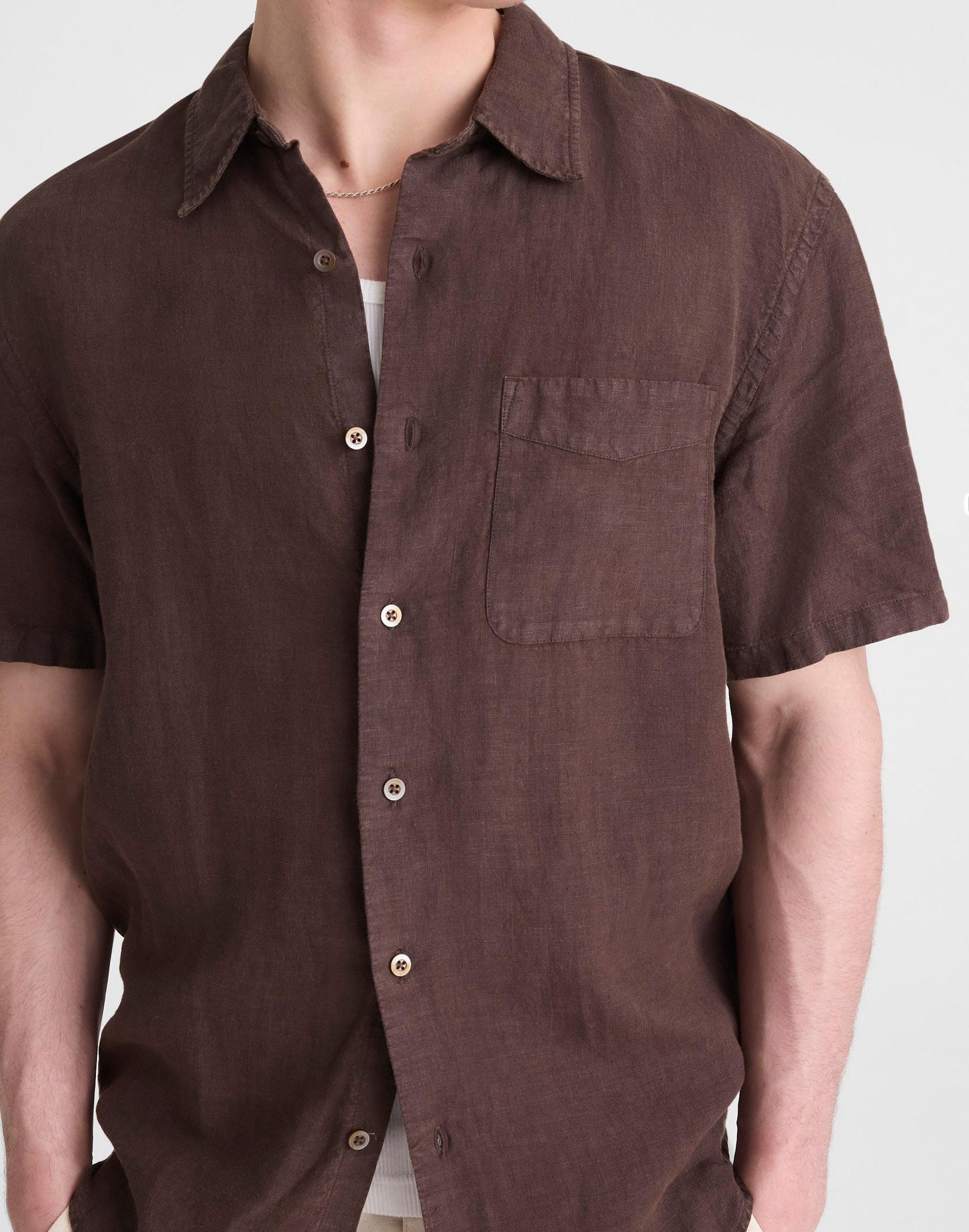 The Allday Short-Sleeve Shirt in Linen Chocolate | Madewell