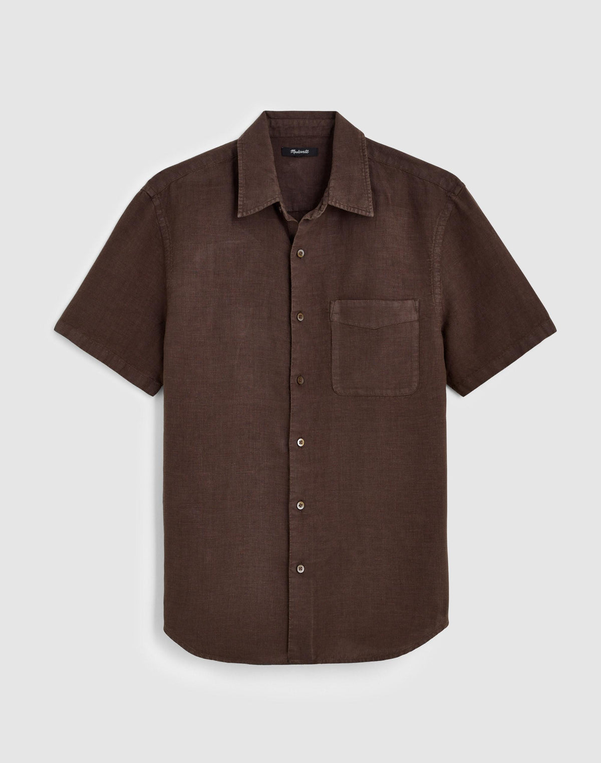 The Allday Short-Sleeve Shirt in Linen Chocolate | Madewell