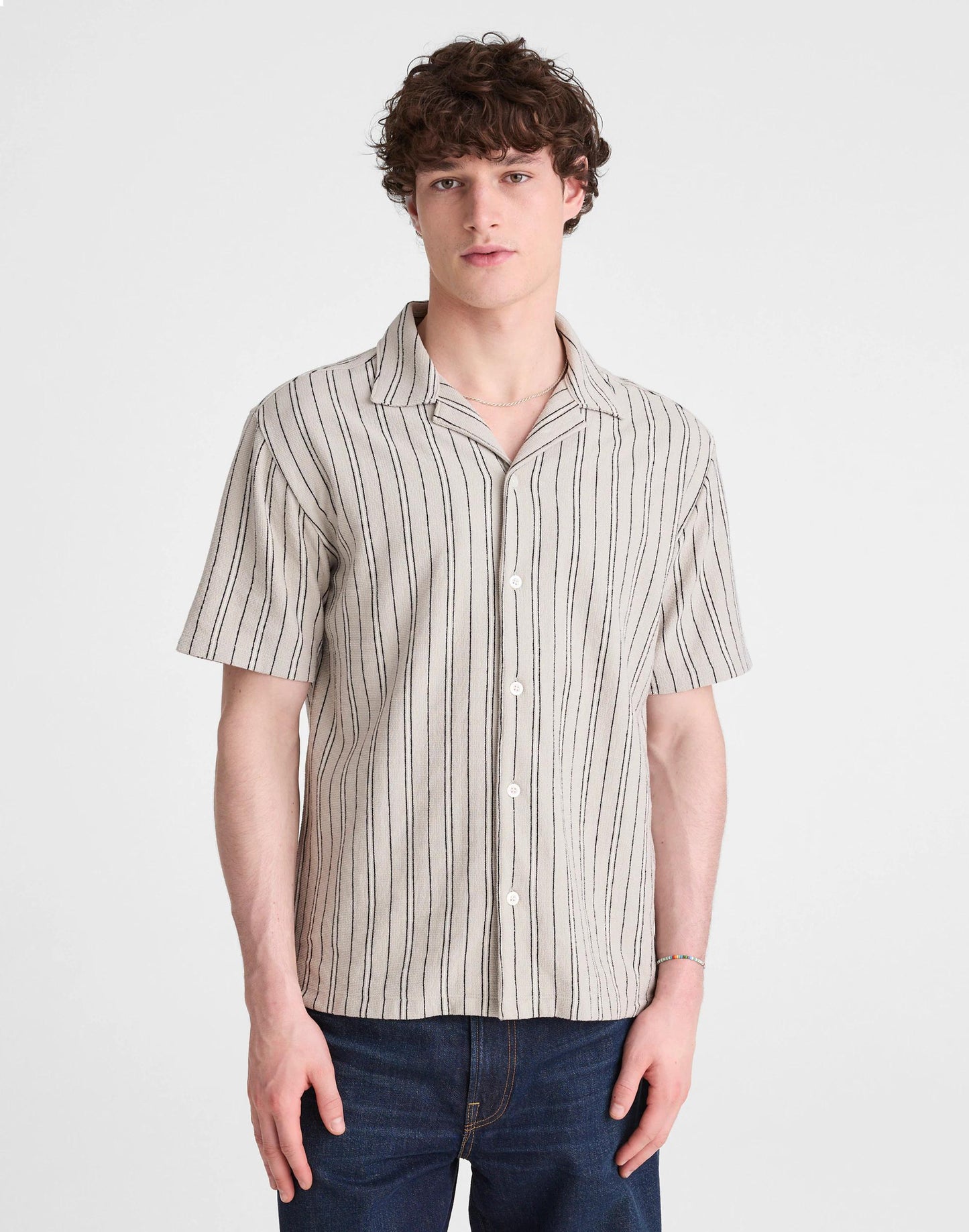The Camp Shirt in Seaport Terry Dusty Celadon | Madewell