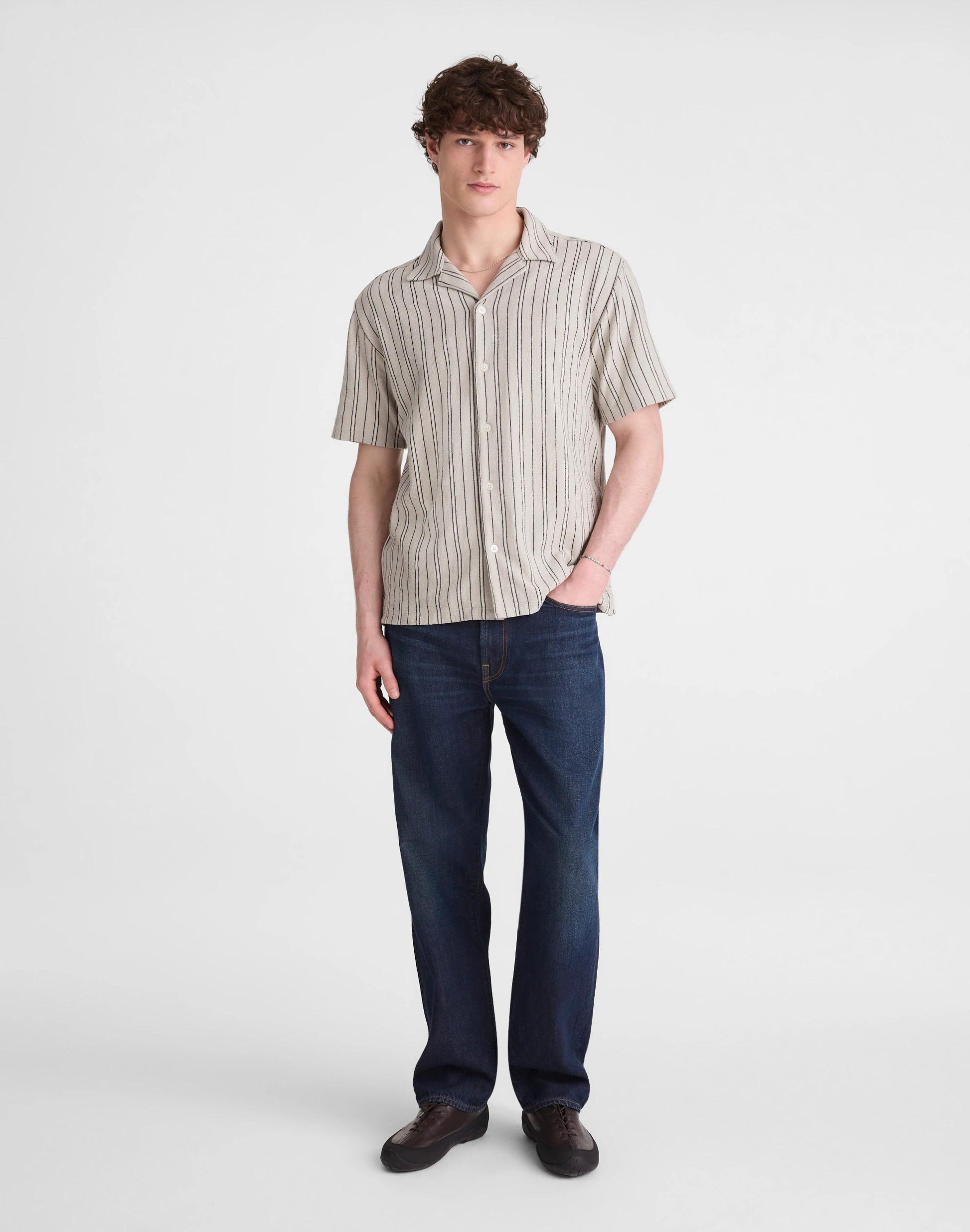 The Camp Shirt in Seaport Terry Dusty Celadon | Madewell