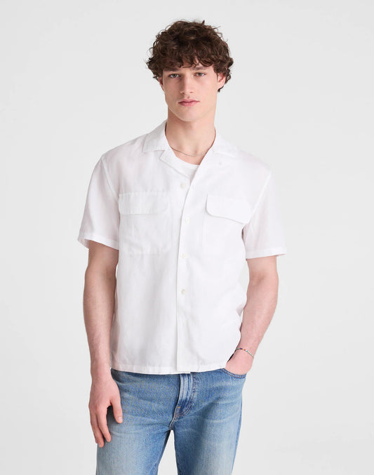 Short-Sleeve Camp Shirt in Archive Linen Blend White | Madewell