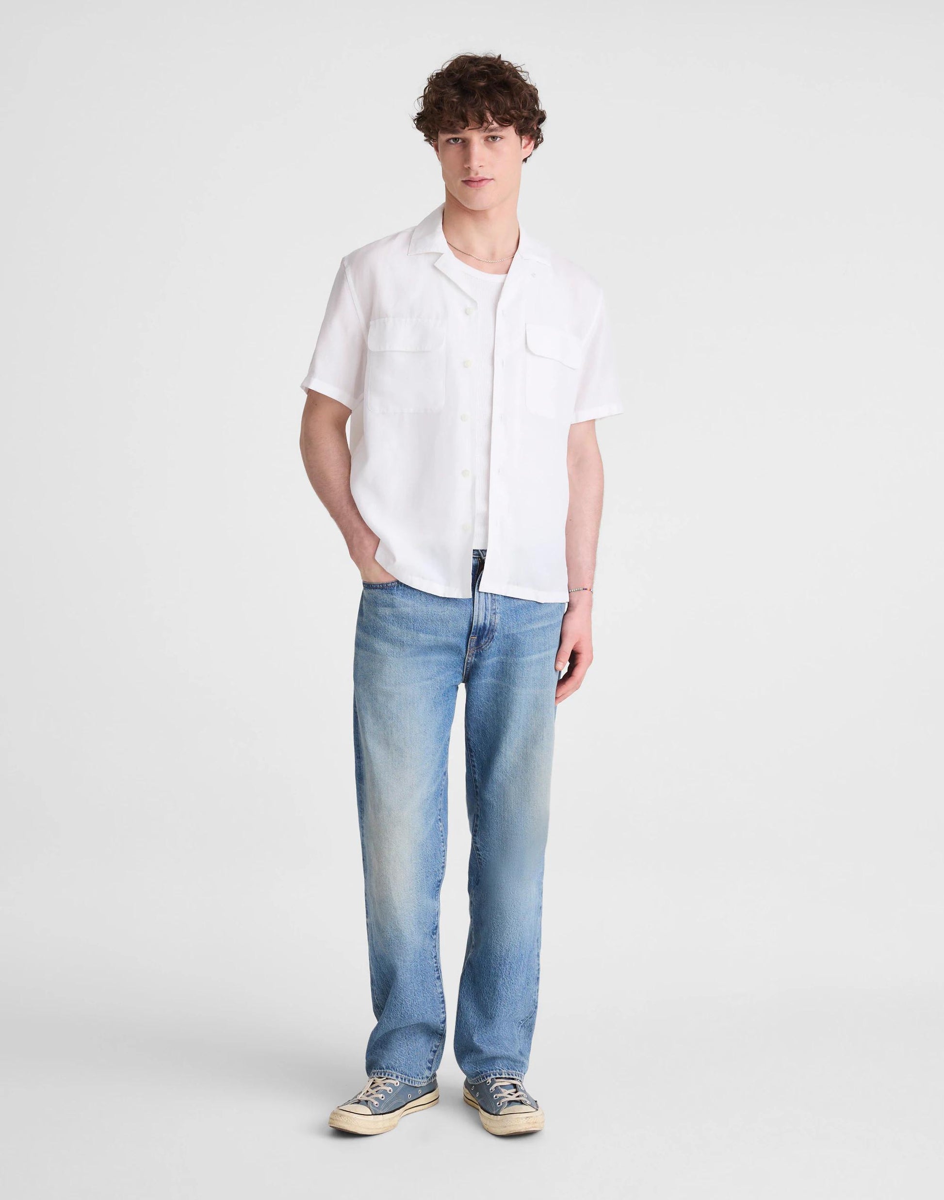 Short-Sleeve Camp Shirt in Archive Linen Blend White | Madewell