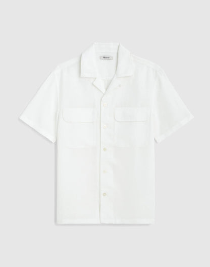 Short-Sleeve Camp Shirt in Archive Linen Blend White | Madewell