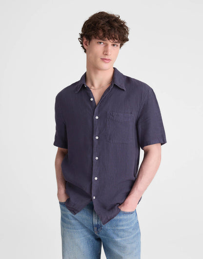 The Allday Short-Sleeve Shirt in Linen Ink | Madewell