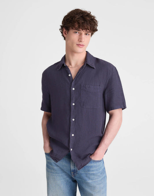 The Allday Short-Sleeve Shirt in Linen Ink | Madewell