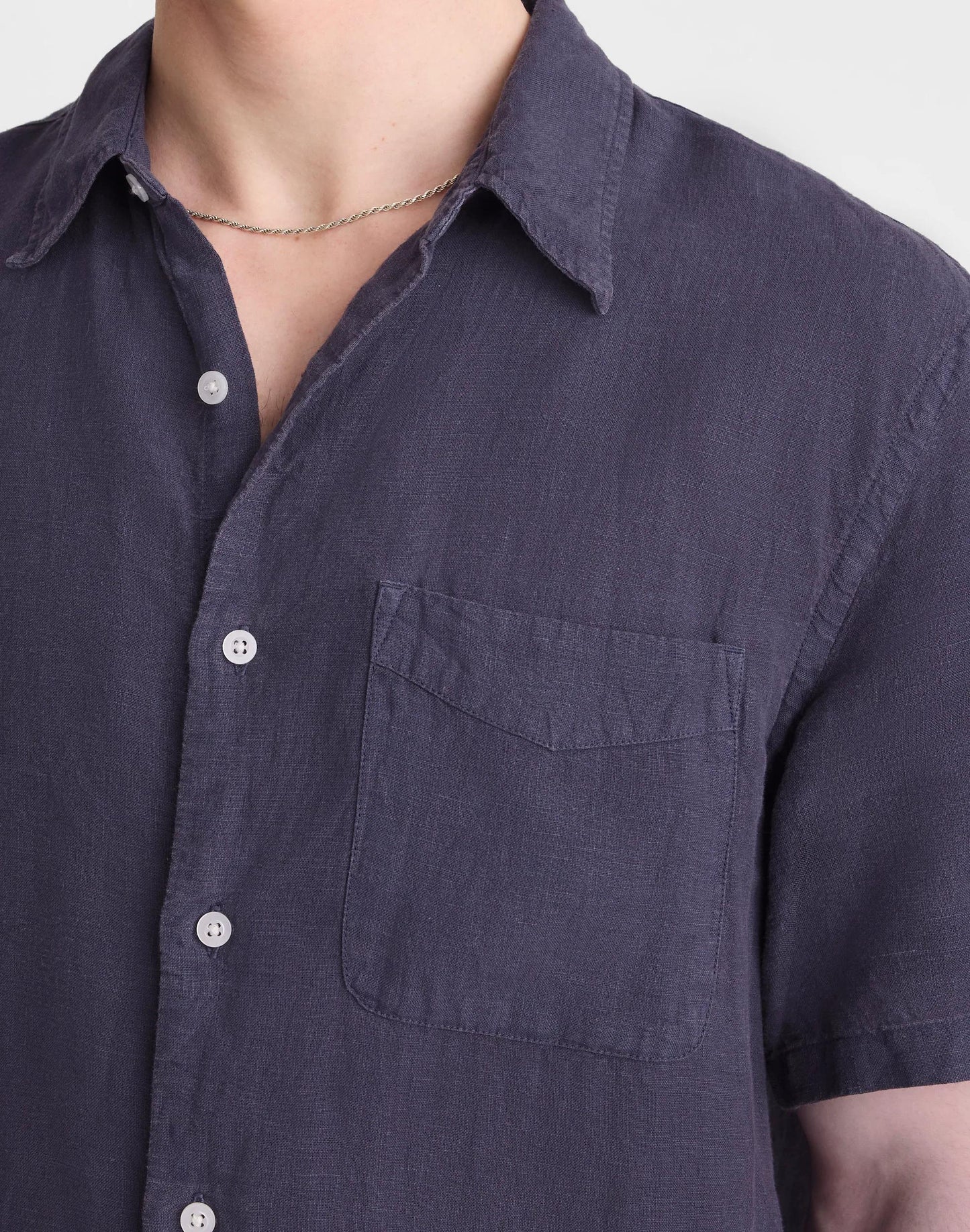 The Allday Short-Sleeve Shirt in Linen Ink | Madewell