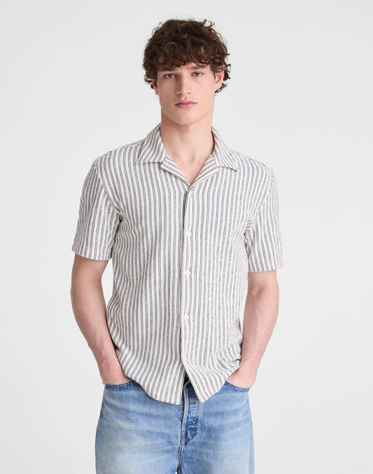 The Camp Shirt in Seaport Terry Petrol Navy | Madewell