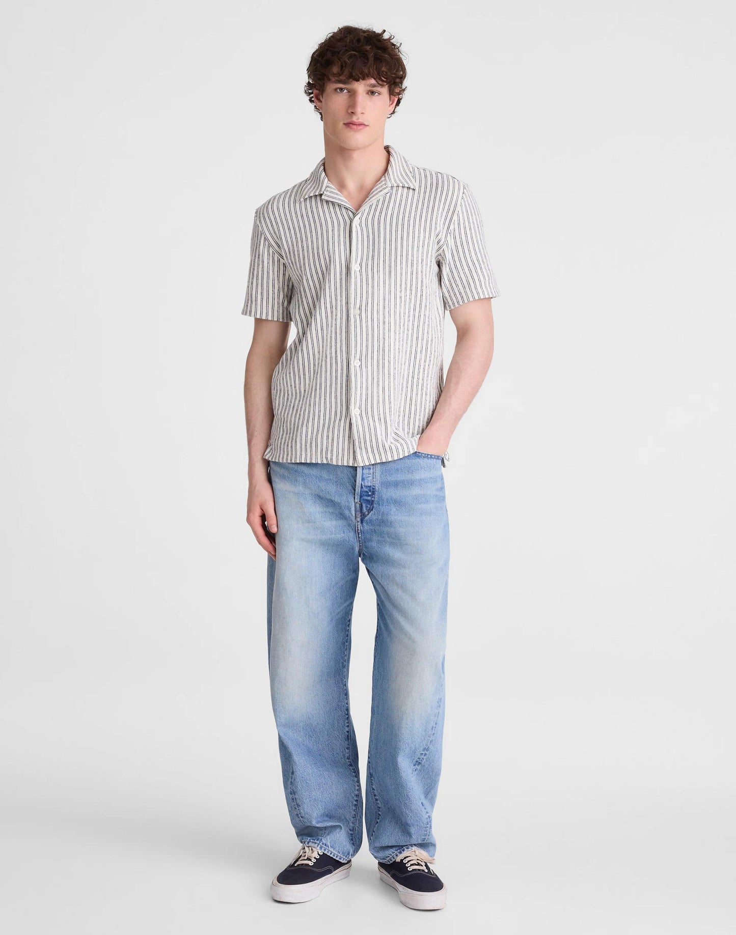 The Camp Shirt in Seaport Terry Petrol Navy | Madewell