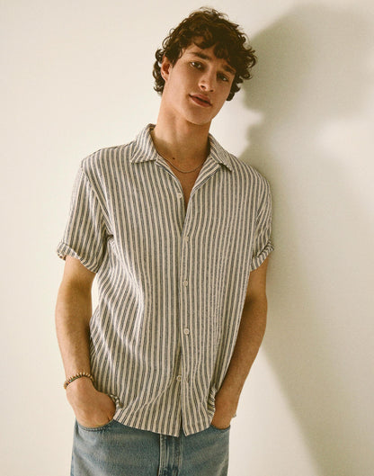 The Camp Shirt in Seaport Terry Petrol Navy | Madewell