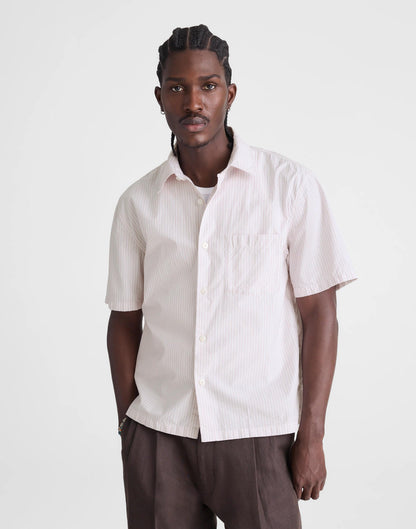 Boxy Cropped Shirt in Crisp Poplin Mini Shirting Stripe | Madewell