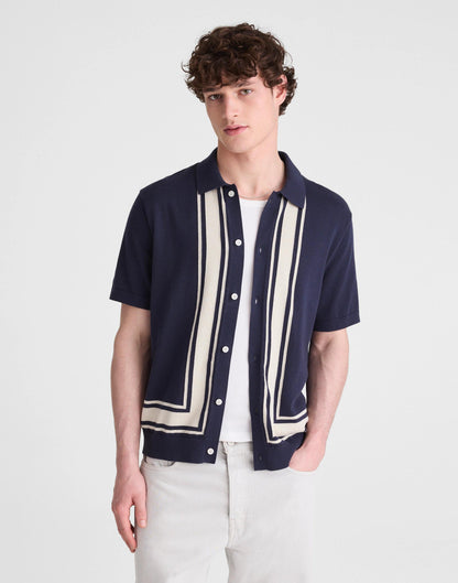 Knit Button-Up Shirt in Border Stripe Ink | Madewell