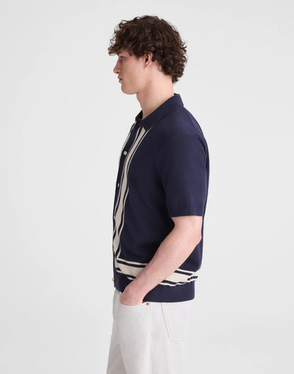 Knit Button-Up Shirt in Border Stripe Ink | Madewell
