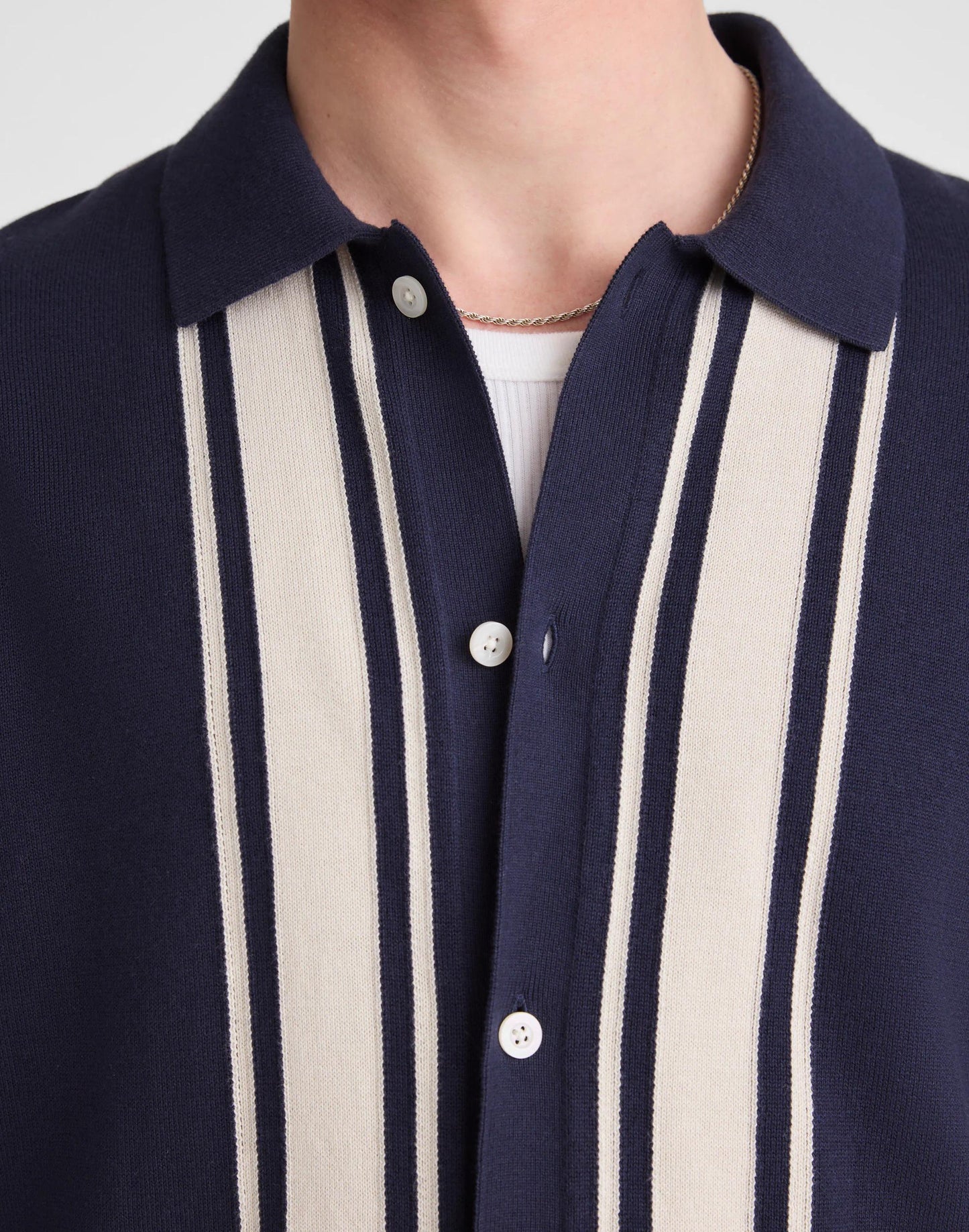 Knit Button-Up Shirt in Border Stripe Ink | Madewell