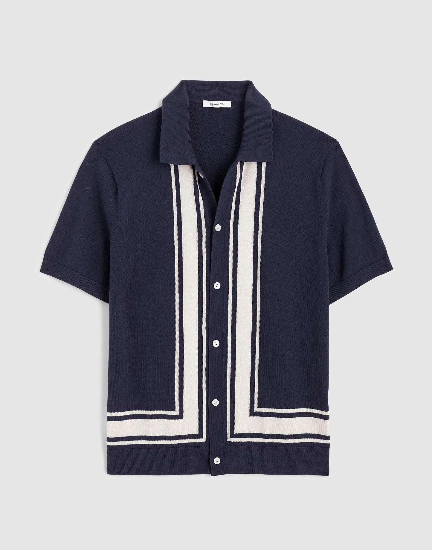 Knit Button-Up Shirt in Border Stripe Ink | Madewell