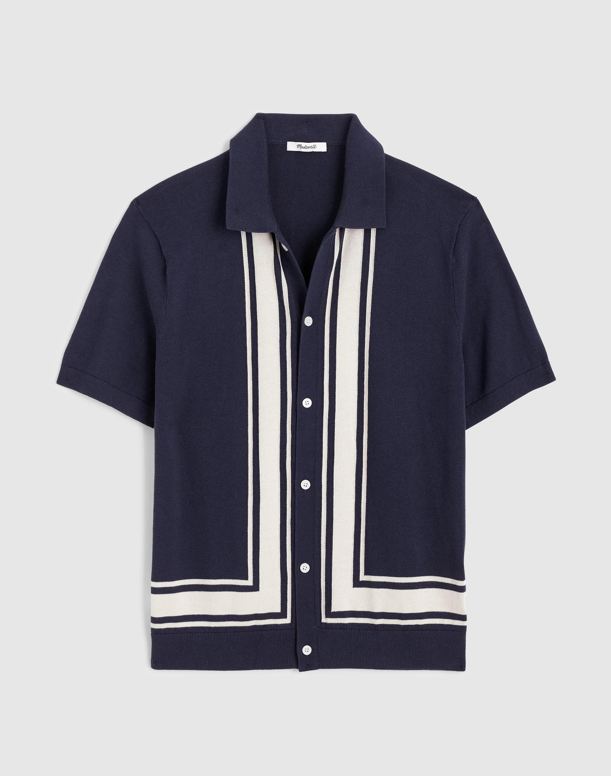 Knit Button-Up Shirt in Border Stripe Ink | Madewell