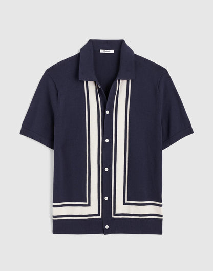 Knit Button-Up Shirt in Border Stripe Ink | Madewell