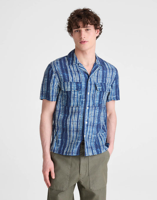 Short-Sleeve Camp Shirt in Archive Linen Blend Classic Indigo | Madewell