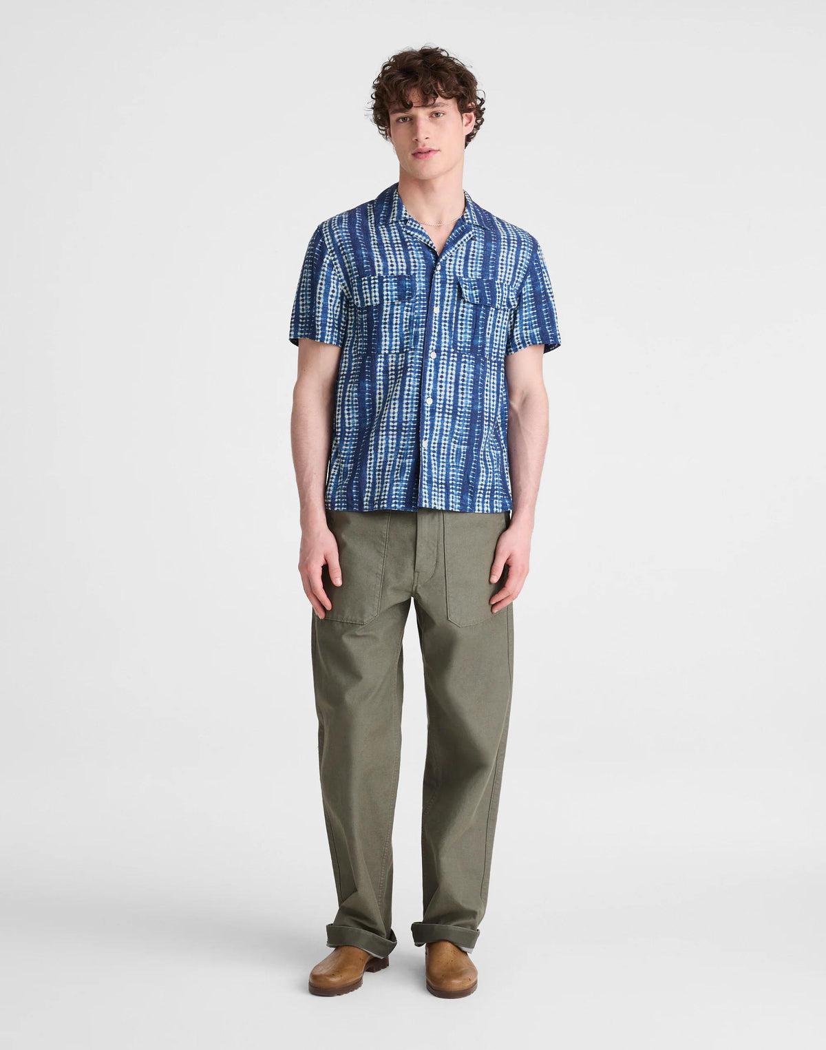Short-Sleeve Camp Shirt in Archive Linen Blend Classic Indigo | Madewell