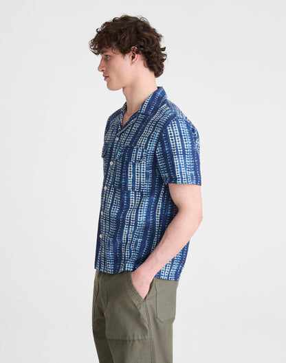 Short-Sleeve Camp Shirt in Archive Linen Blend Classic Indigo | Madewell