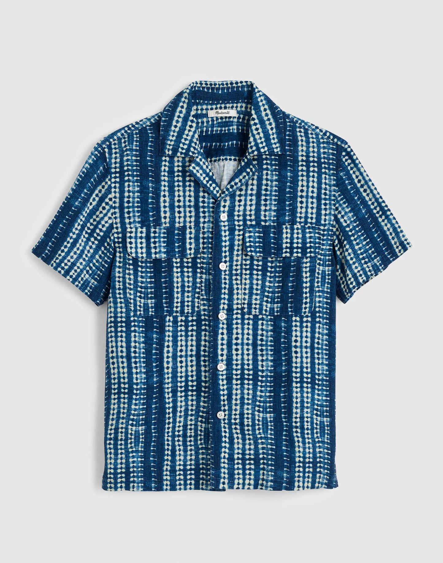 Short-Sleeve Camp Shirt in Archive Linen Blend Classic Indigo | Madewell