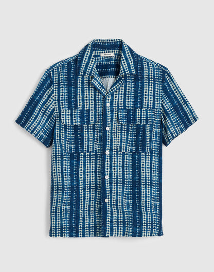 Short-Sleeve Camp Shirt in Archive Linen Blend Classic Indigo | Madewell