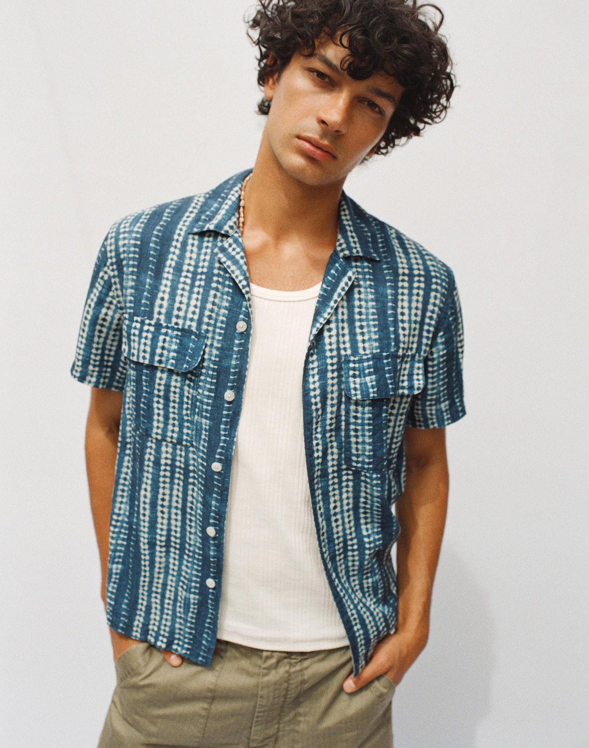 Short-Sleeve Camp Shirt in Archive Linen Blend Classic Indigo | Madewell