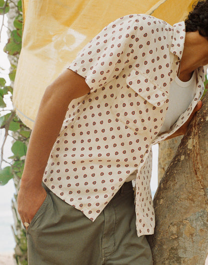 Short-Sleeve Camp Shirt in Archive Linen Blend Vintage Ivory | Madewell