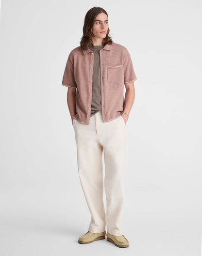 Tipped Knit Button-Up Shirt in Slub Knit Cotton Pale Thistle | Madewell