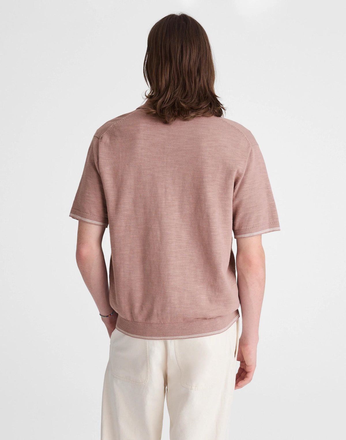 Tipped Knit Button-Up Shirt in Slub Knit Cotton Pale Thistle | Madewell