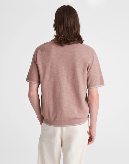 Tipped Knit Button-Up Shirt in Slub Knit Cotton Pale Thistle | Madewell
