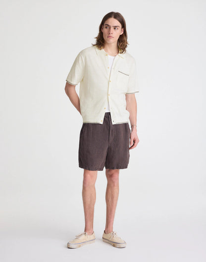 Tipped Knit Button-Up Shirt in Slub Knit Cotton Natural | Madewell