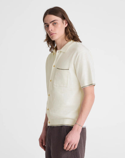 Tipped Knit Button-Up Shirt in Slub Knit Cotton Natural | Madewell