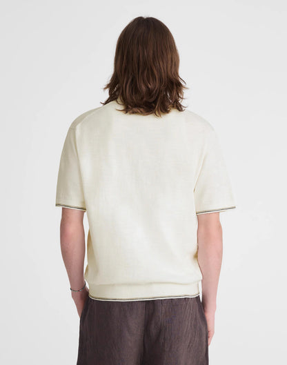 Tipped Knit Button-Up Shirt in Slub Knit Cotton Natural | Madewell