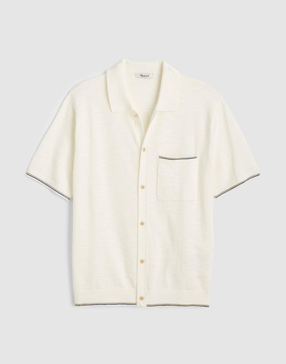 Tipped Knit Button-Up Shirt in Slub Knit Cotton Natural | Madewell