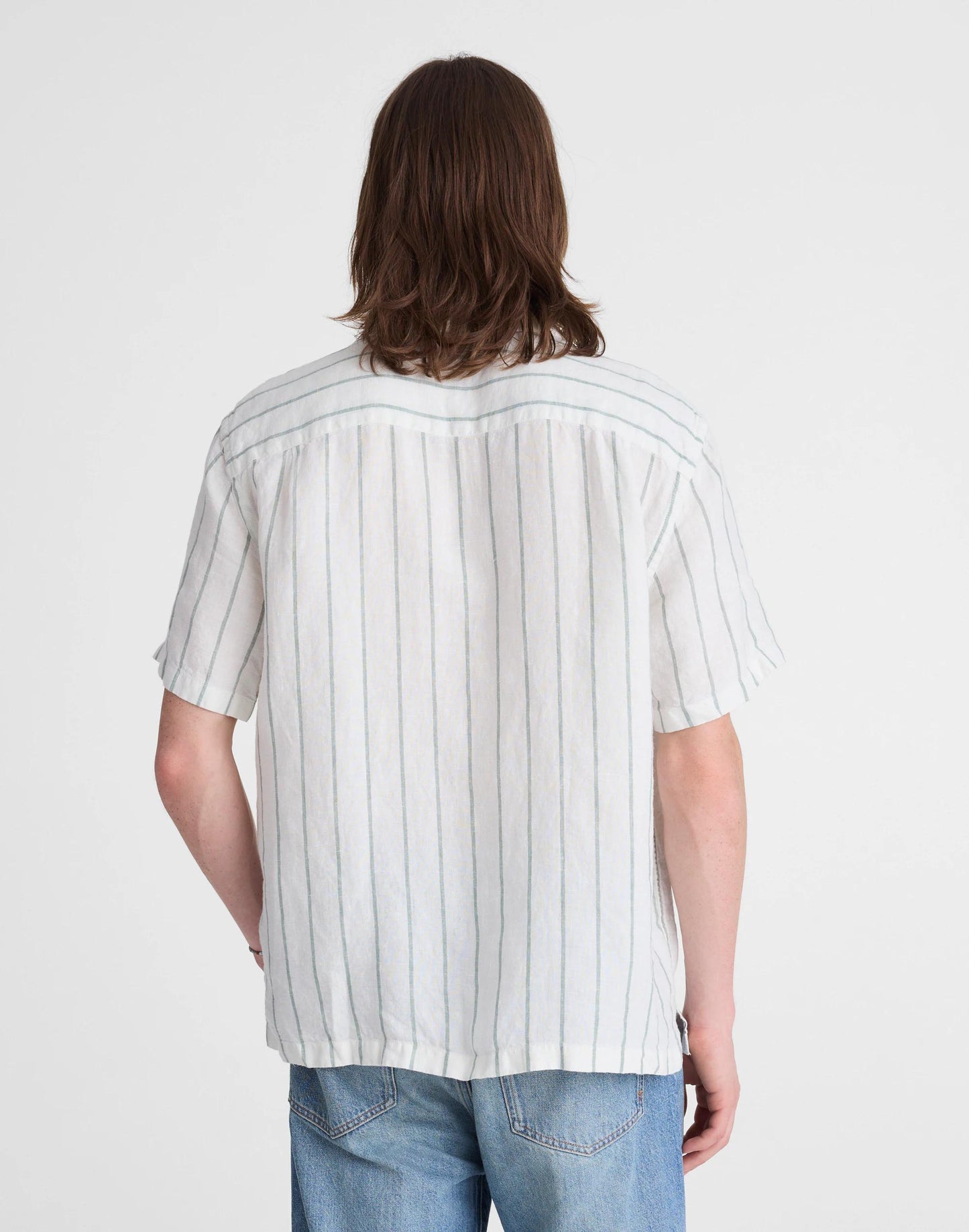 Short-Sleeve Camp Shirt in Linen Simple Stripe Flipped | Madewell