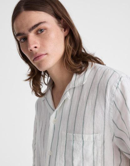 Short-Sleeve Camp Shirt in Linen Simple Stripe Flipped | Madewell
