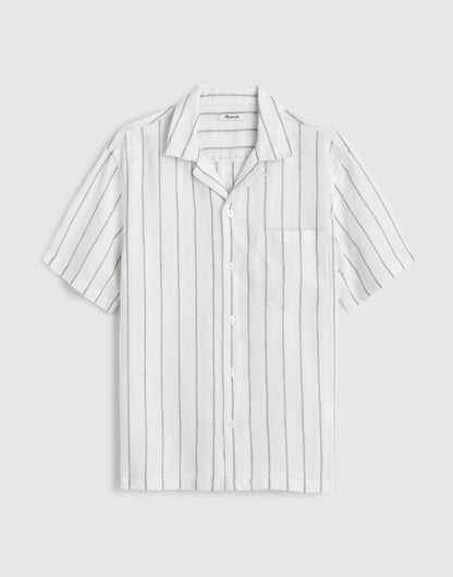 Short-Sleeve Camp Shirt in Linen Simple Stripe Flipped | Madewell