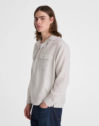 The Long-Sleeve Camp Shirt in Archive Linen Blend Form Grey | Madewell