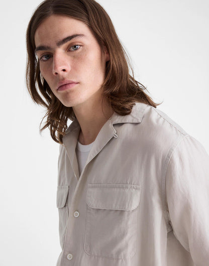 The Long-Sleeve Camp Shirt in Archive Linen Blend Form Grey | Madewell