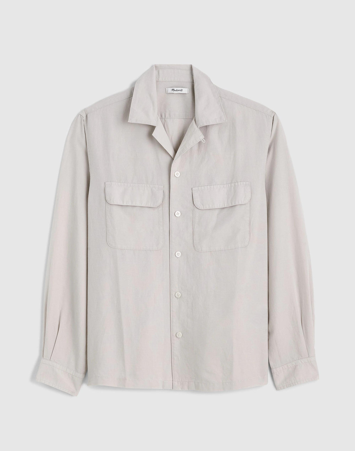 The Long-Sleeve Camp Shirt in Archive Linen Blend Form Grey | Madewell