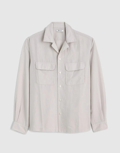 The Long-Sleeve Camp Shirt in Archive Linen Blend Form Grey | Madewell