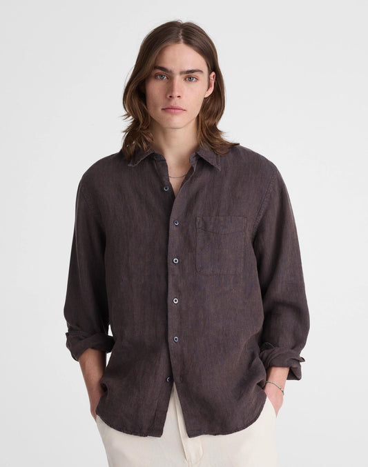 Button-Up Shirt in Linen Chocolate | Madewell