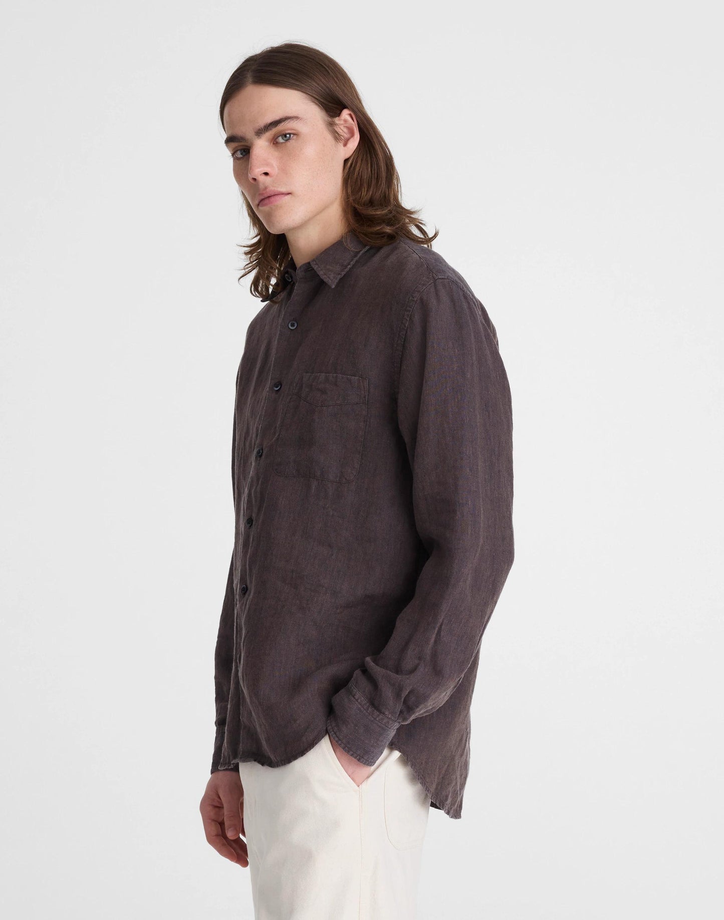 Button-Up Shirt in Linen Chocolate | Madewell
