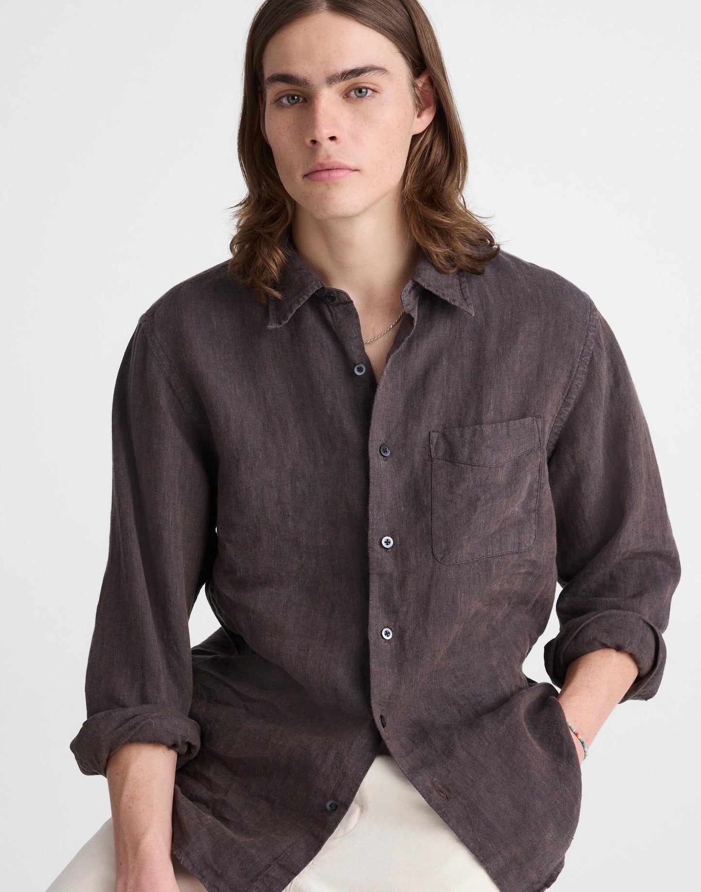 Button-Up Shirt in Linen Chocolate | Madewell
