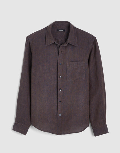 Button-Up Shirt in Linen Chocolate | Madewell