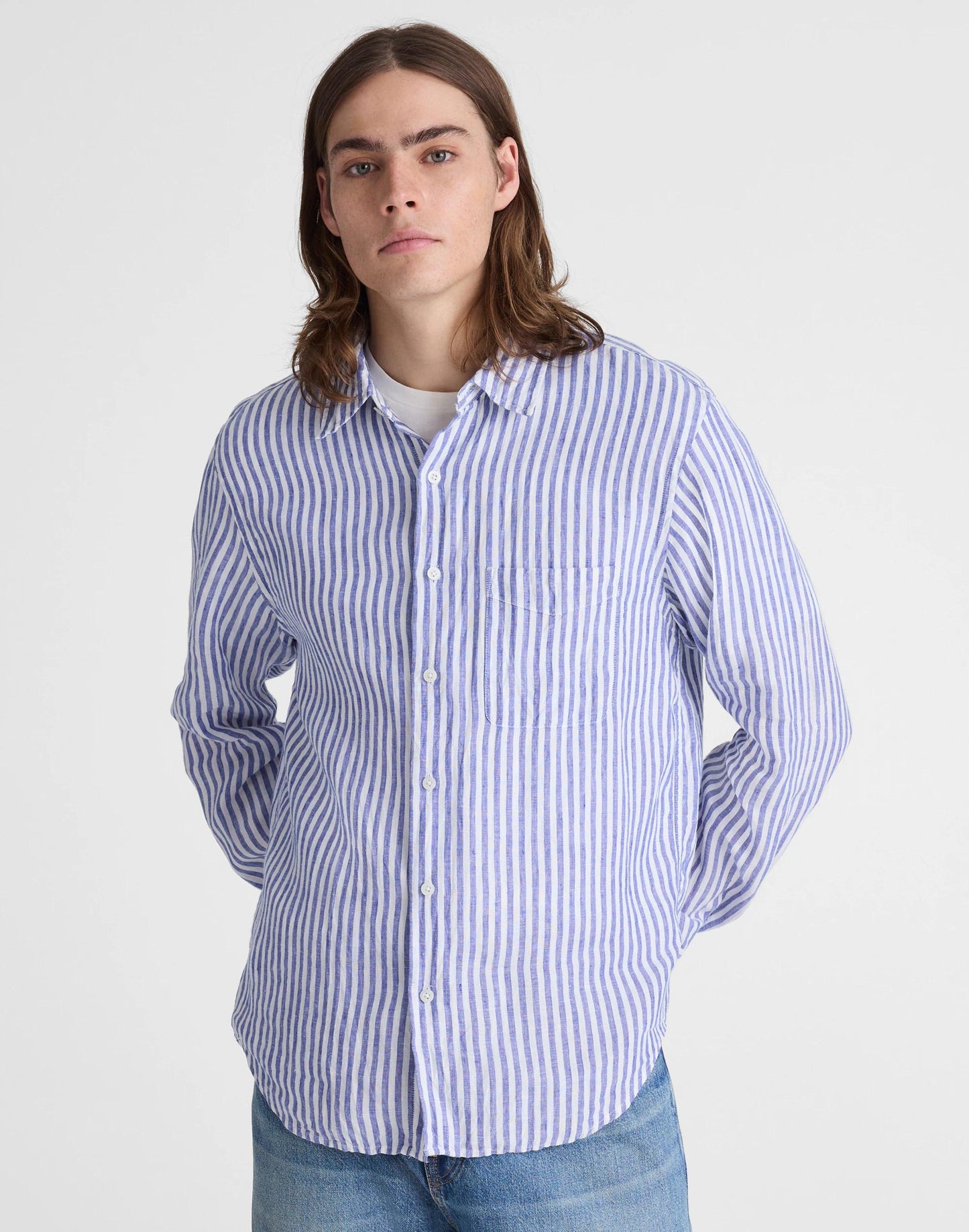 Button-Up Shirt in Linen Stripe | Madewell