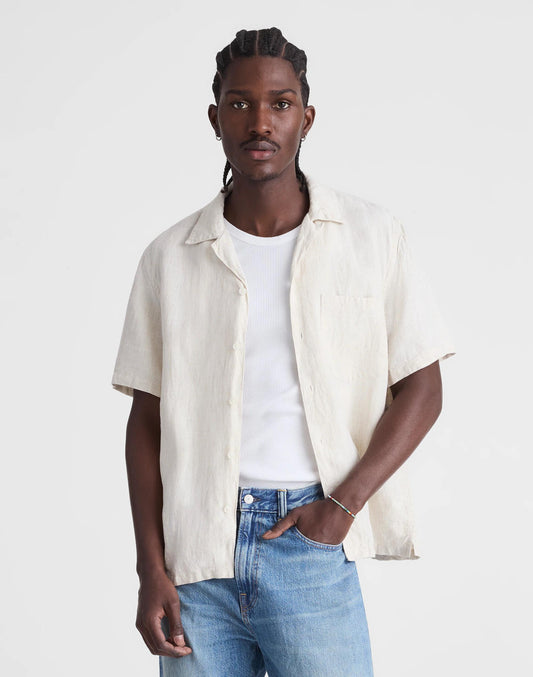 Short-Sleeve Camp Shirt in Linen Bleached | Madewell