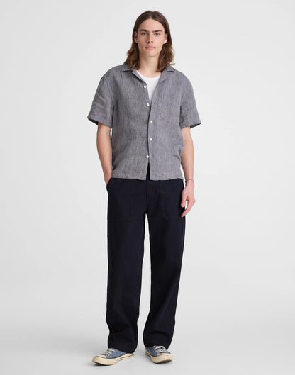 Short-Sleeve Camp Shirt in Linen Dark Chambray | Madewell