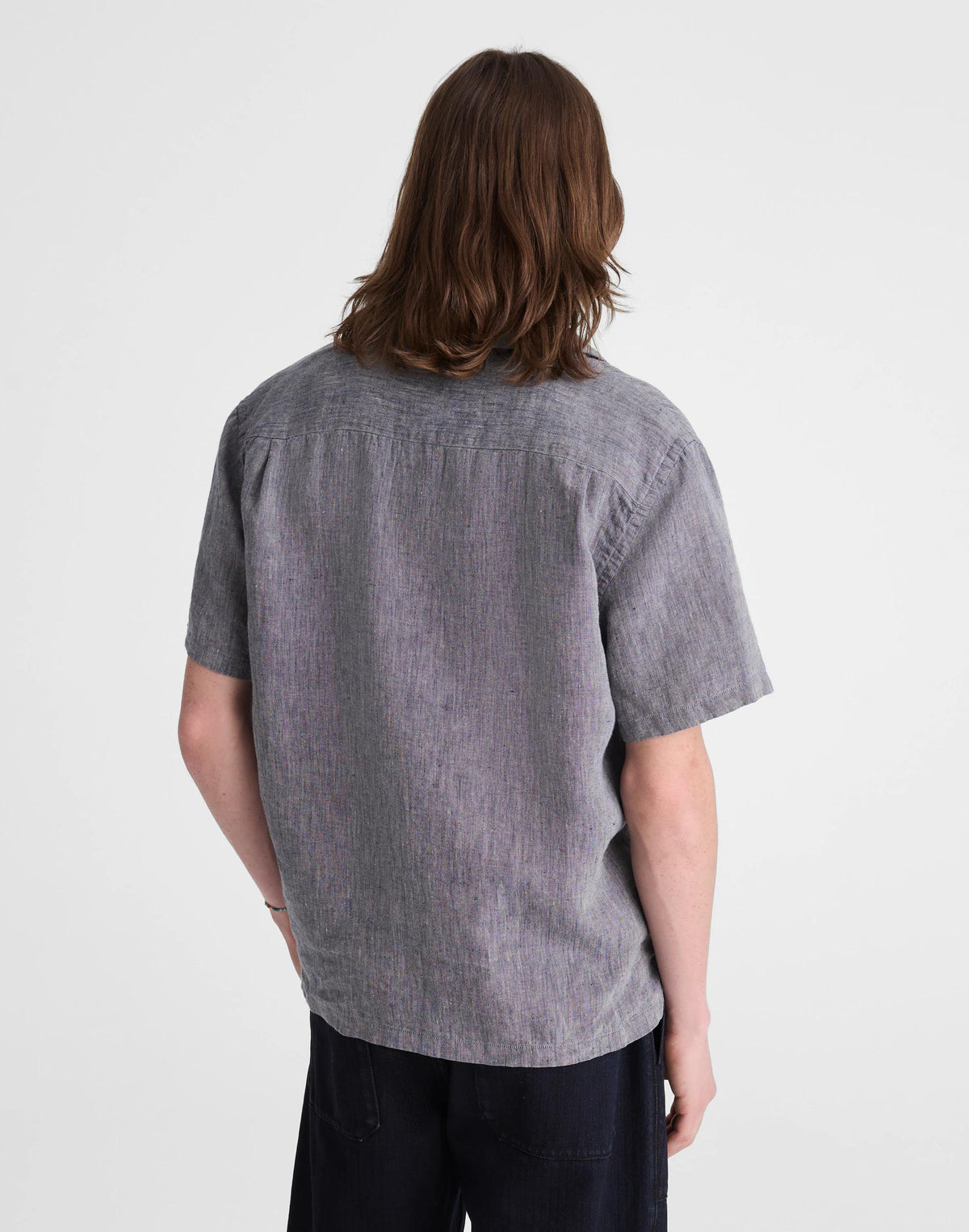 Short-Sleeve Camp Shirt in Linen Dark Chambray | Madewell