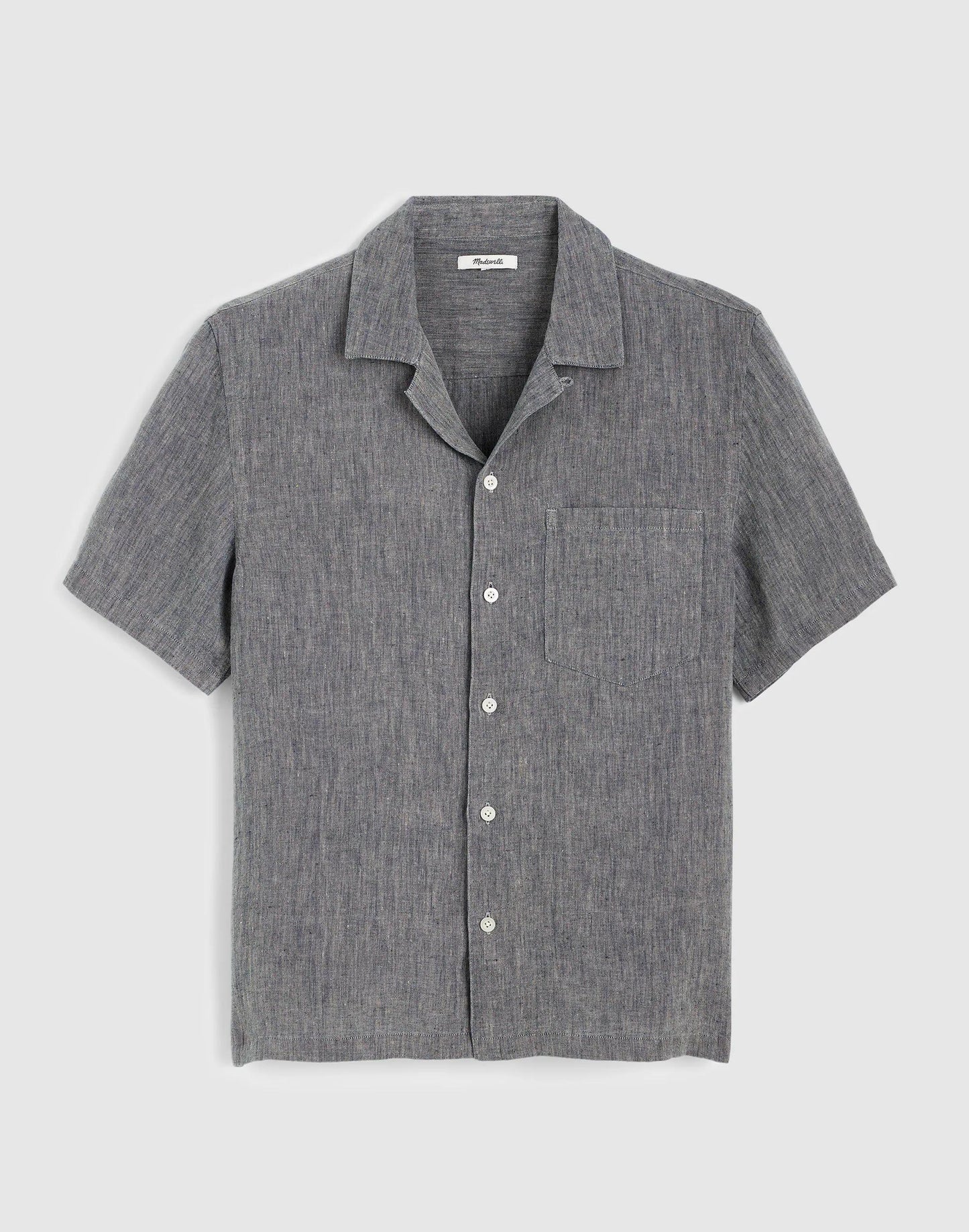 Short-Sleeve Camp Shirt in Linen Dark Chambray | Madewell